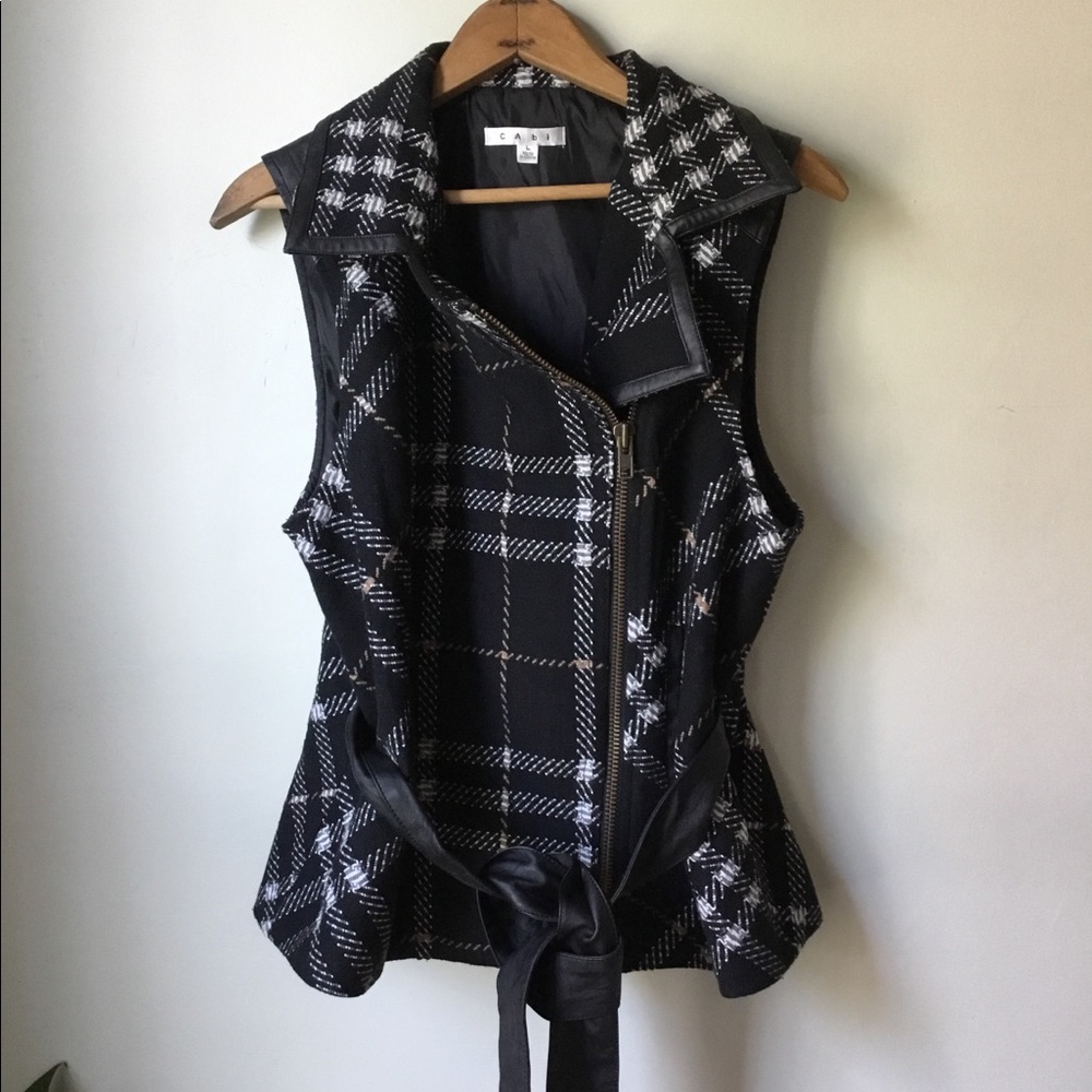 Cabi Tweed Wool- blend Moto Vest, size L